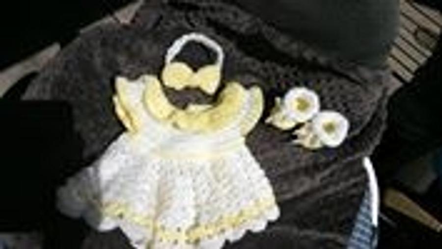 White dress, yellow trim