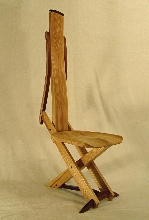 Ash amd Walnut Three Leg Chair