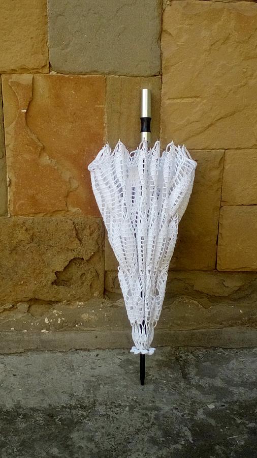 Wedding Umbrella, White Lace Parasol, Crochet Wedding Accessories,  Umbrella Sunshade Parasol