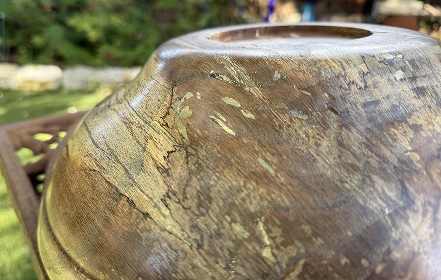 Live Oak Bowl with Brass Inlay.