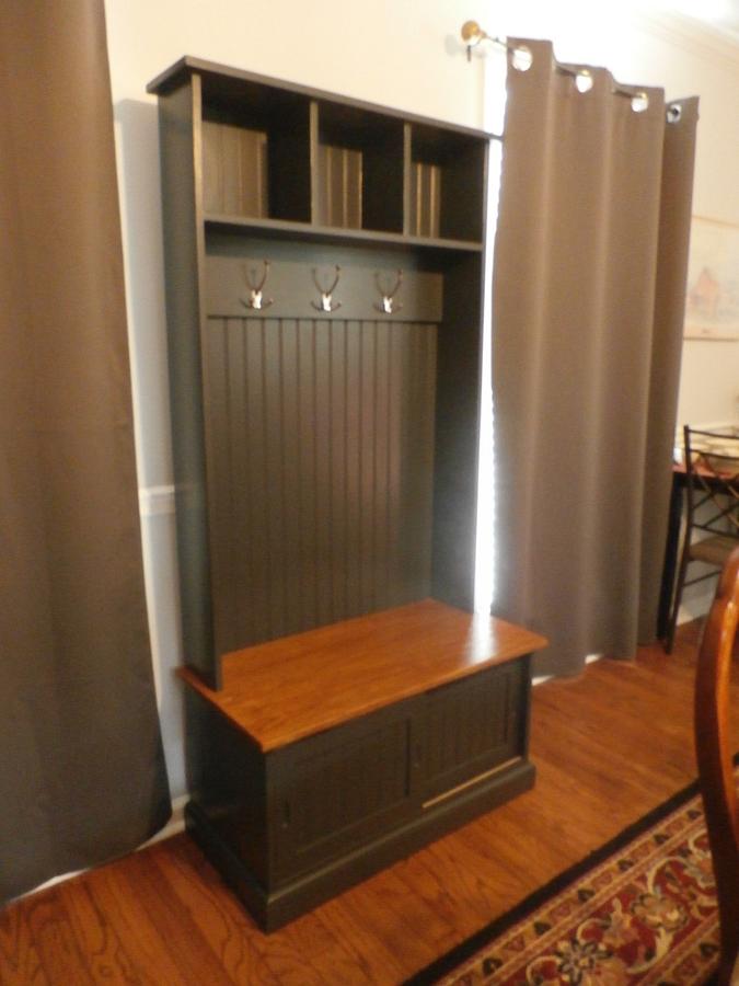 Entry way coat and shoe tree cabinet