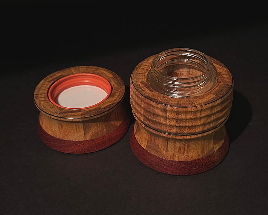 Canarywood and Padauk storage box.