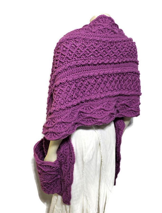 Warm Hugs Pocket Shawl in Hot Orchid