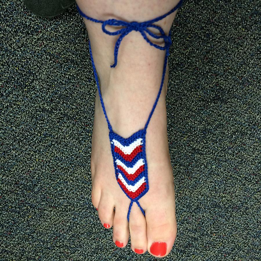 Red, White and Blue Chevron Barefoot Sandal