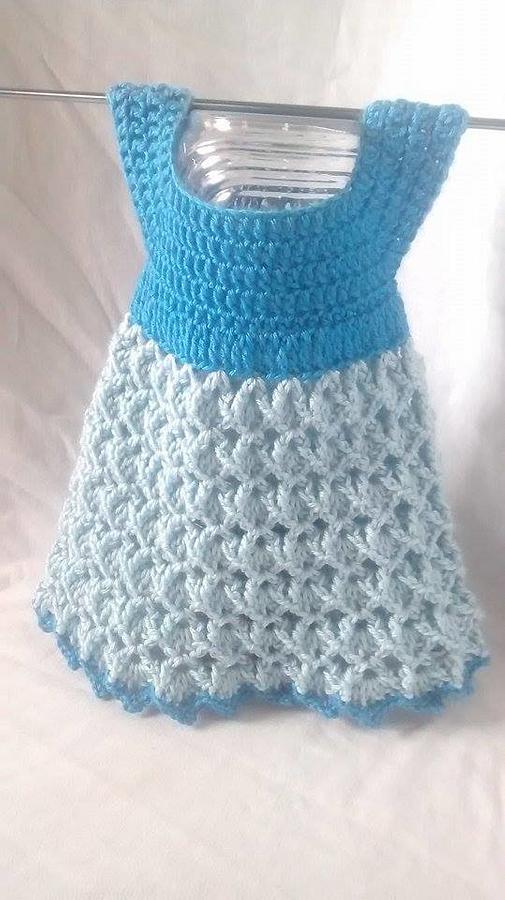 Crochet Blue Party dress for little girl, Crochet dress for babies,