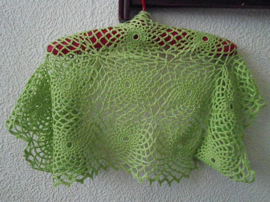 Green Crochet Bolero, Shrug, Jacket Bolero, Vest, Spider Lace Shrug