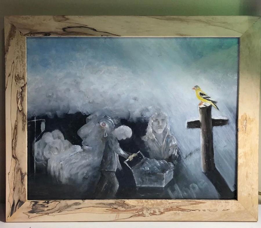 “Hope is The Thing” picture frame and painting