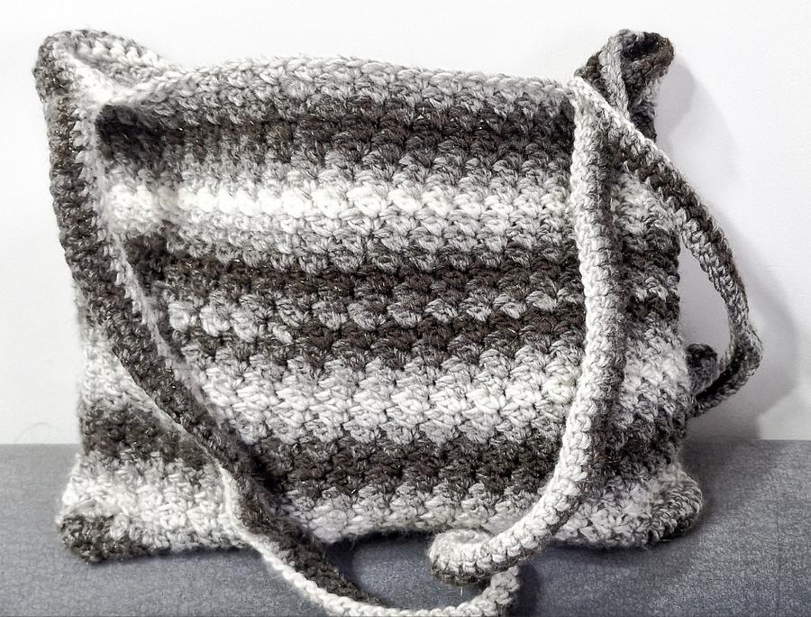 Cloud and Charcoal Easy Crochet Market Tote Bag