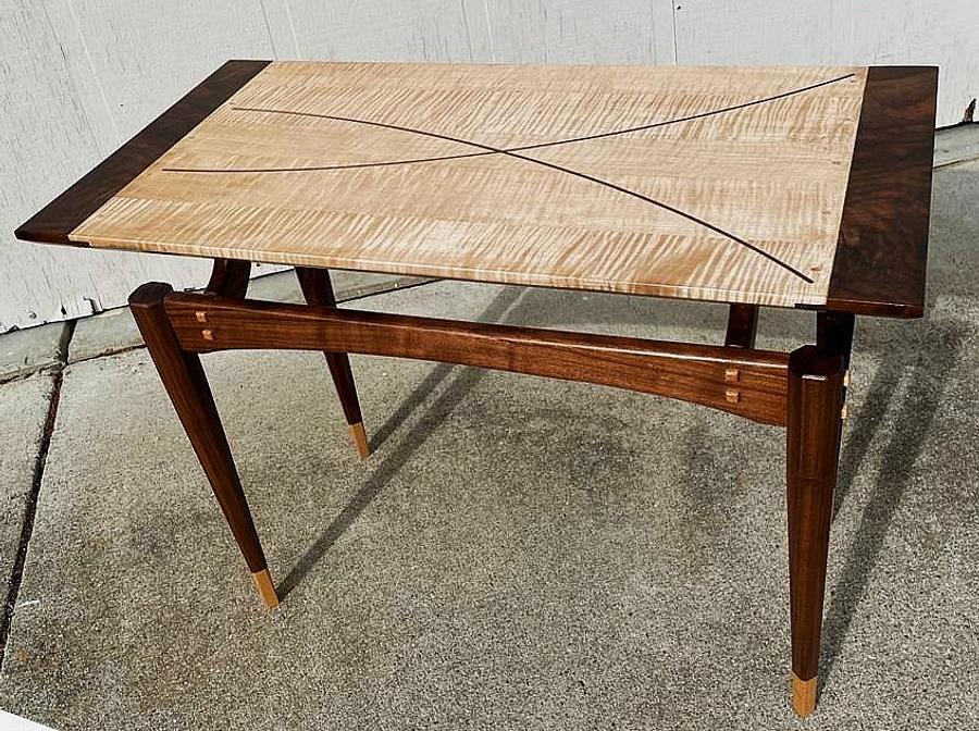 Side Table in Walnut and Curly Maple