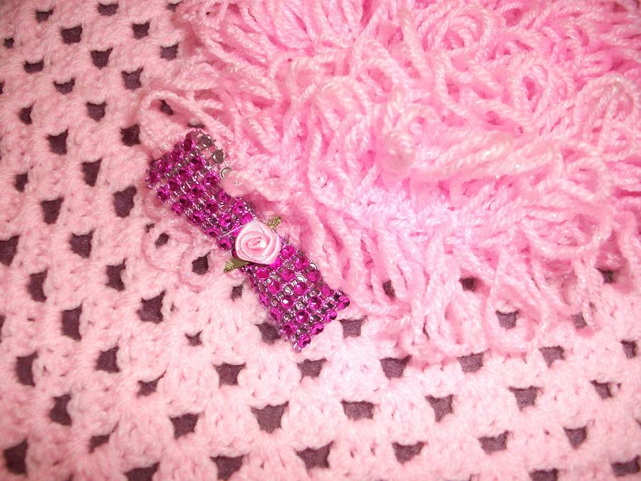 Pink Loopy Blanket on granny square