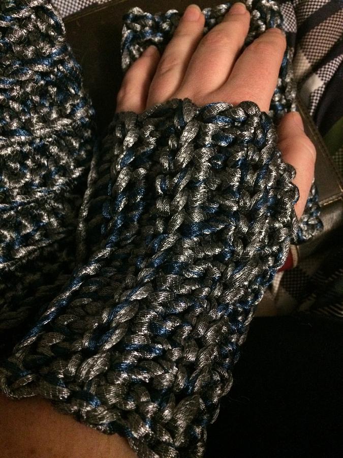 Scarf and fingerless gloves