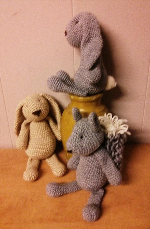 Two Rabbit's and a Squirrel crocheted Toys