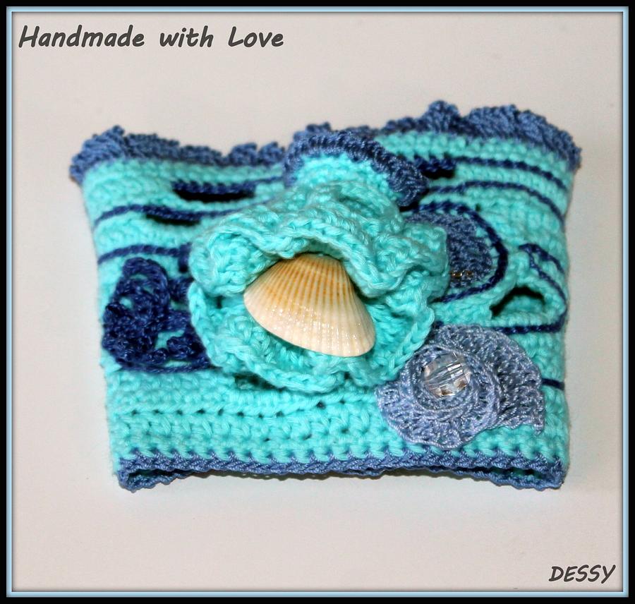 Crochet cuff bracelet "Sea reef"