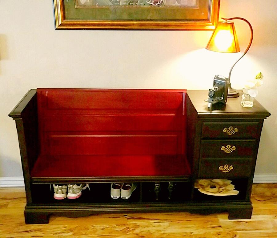 Entryway bench from dresser