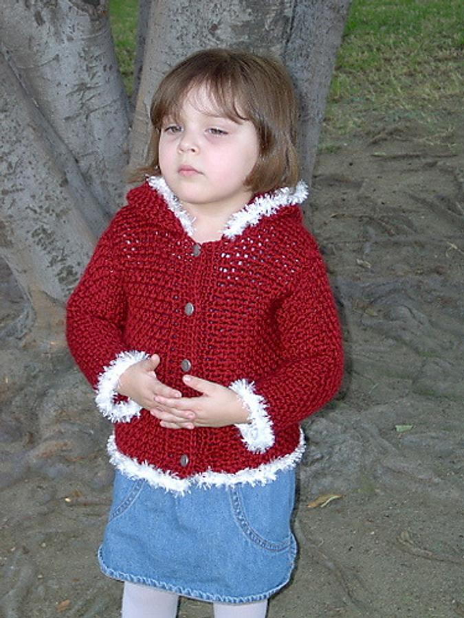 Little Crimson Hooded Crochet Sweater