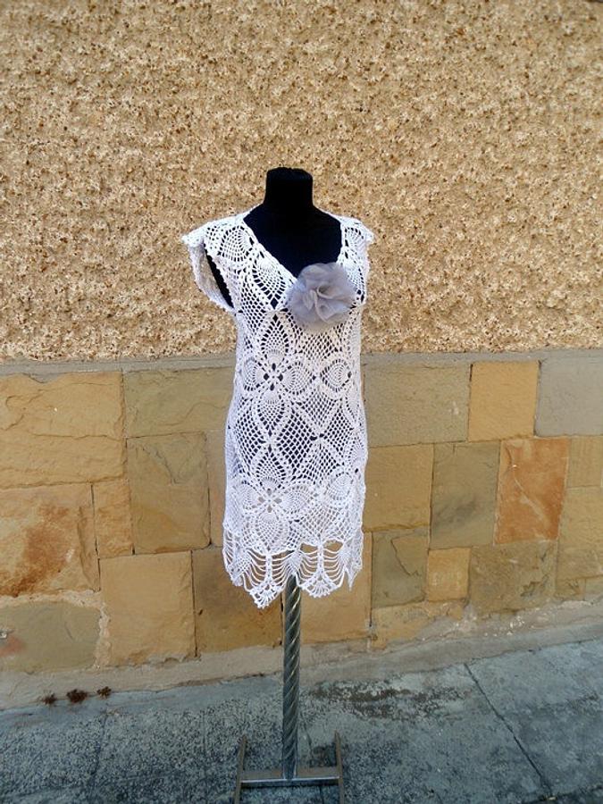 Crochet Beach Dress, White Handmade Dress, Summer Beach Dress, Crochet Resort Dress, Sexy Lace Dress