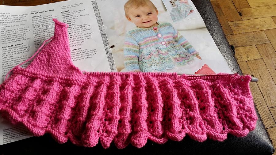 pretty in hot pink lacey baby cardigan