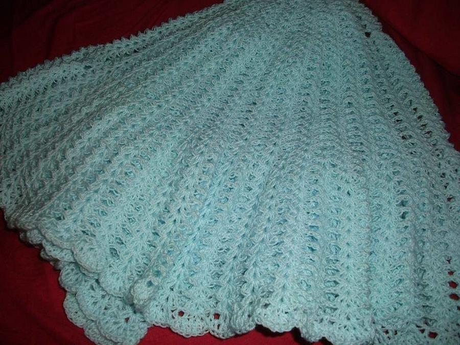 pale blue crochet shawl