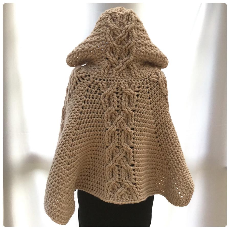 Milena Twist Cable Hooded Poncho