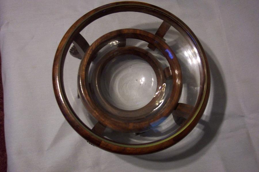 walnut and glass bowl