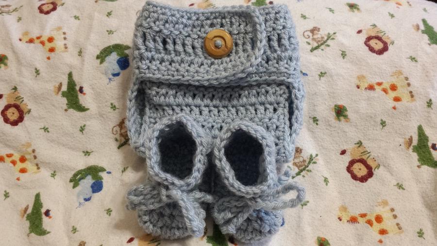 newborn diaper cover and shoes set