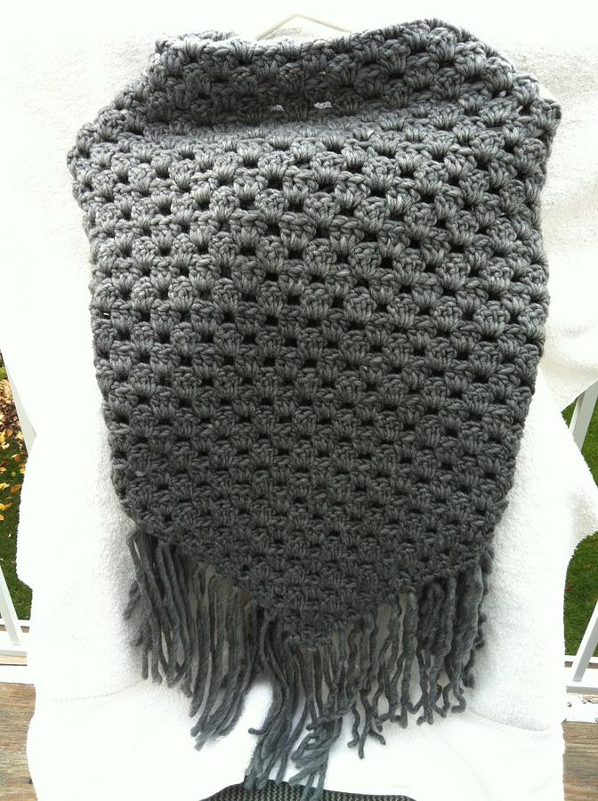 Grey Fringed Shawl/Scarf