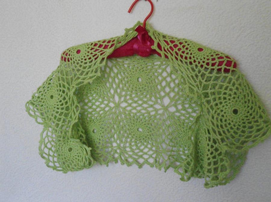 Green Crochet Bolero, Shrug, Jacket Bolero, Vest, Spider Lace Shrug