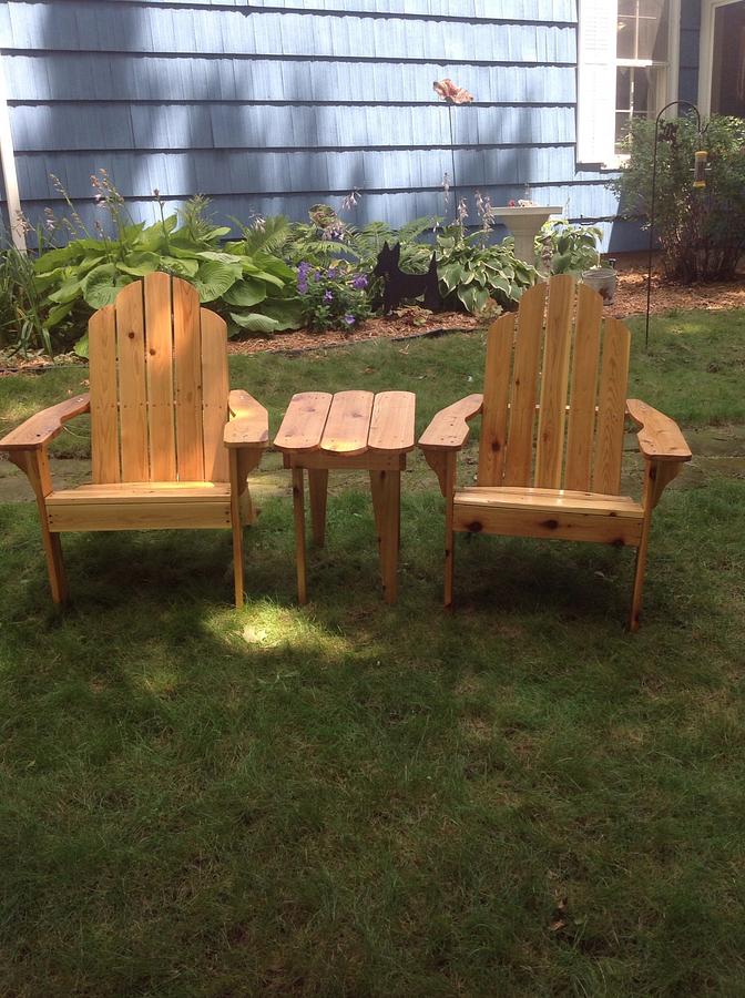 Adirondack chairs and table for my wife