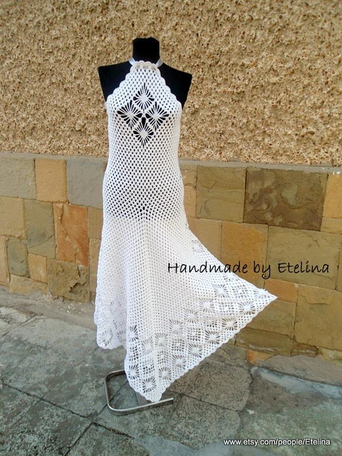 Wedding Dress, Bohemian Clothing, Bridal Crochet Dress, Alternative Wedding Dress