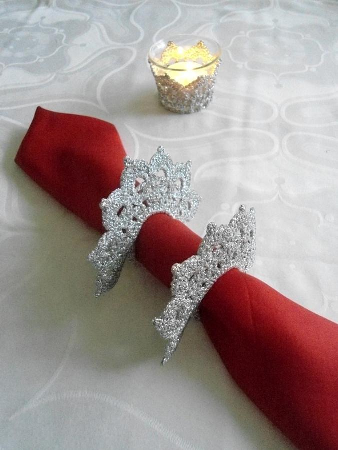 Wedding Decoration Set,  Silver Crochet Napkin Holder, Wedding Table Décor, Wedding Ceremony