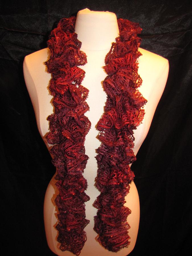 Boutique Ruffle Sequins Scarf - Cabernet