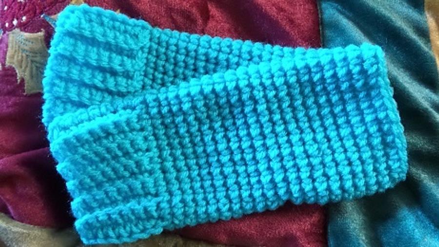 Teal short fingerless mittons for hubby