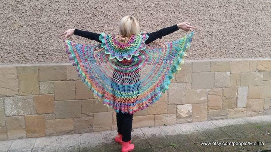 Crochet Bohemian Vest, Rainbow Bohemian Vest, Multicolor Festival, Hippie Bolero