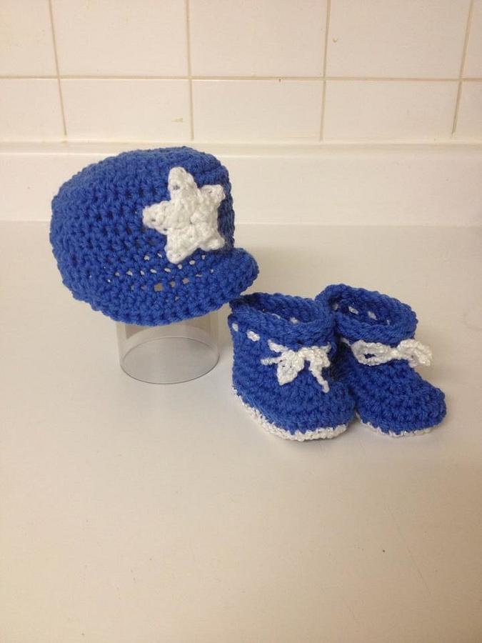 Baby Boy Hat and Booties Set