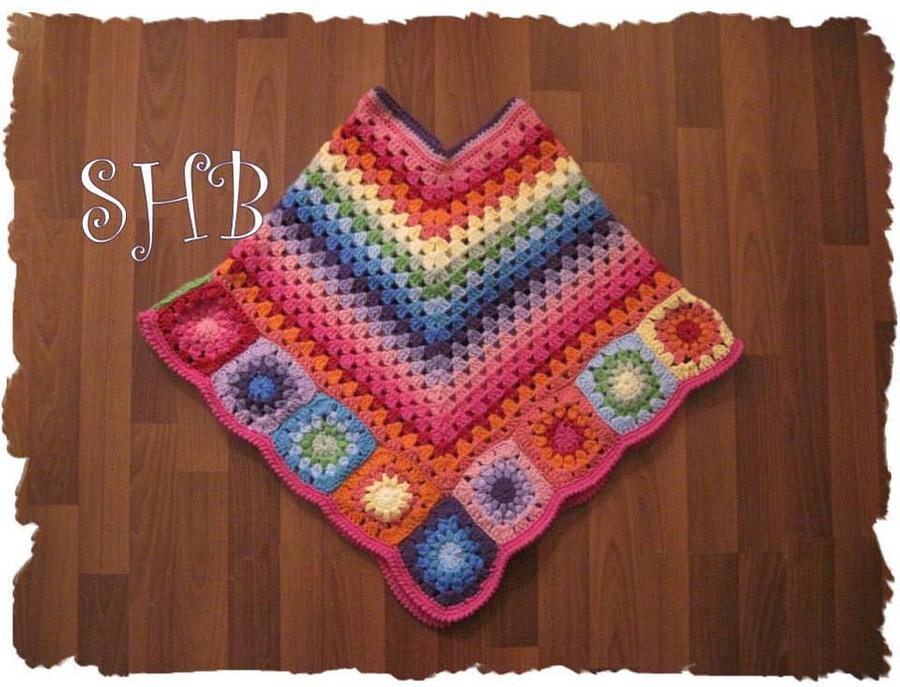 Rainbow Crochet Granny Poncho