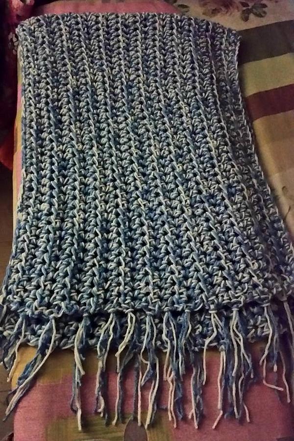 Blue Gray Crochet Shawl