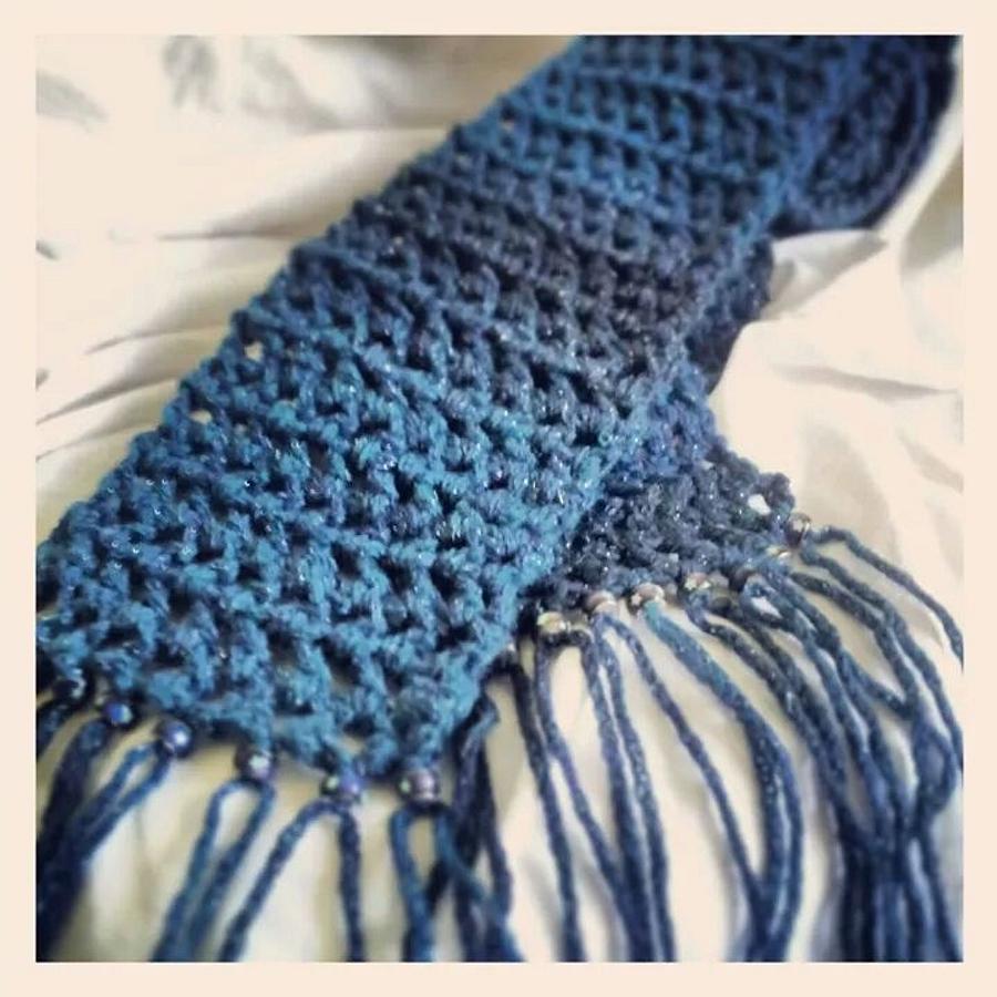 lattice stitch scarf with thermal/glow in the dark beads