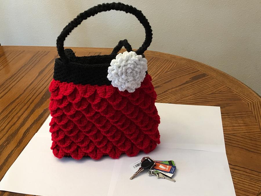 Crocodile Stitch Red Bag