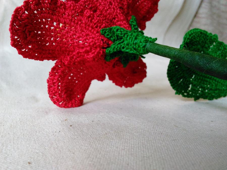 Chevron Red Hibiscus Crochet Flower