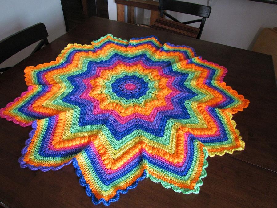 Rainbow Baby Blanket, 12 point star