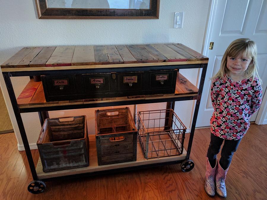 Steampunk Industrial Rolling Sidetable