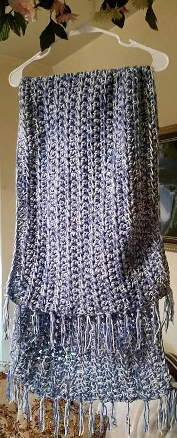 Blue Gray Crochet Shawl