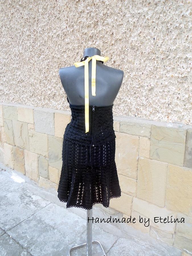 Crochet Suit, Black Crochet Suit , Two Piece Suit, Crochet Top and Skirt, Women Lace Costume