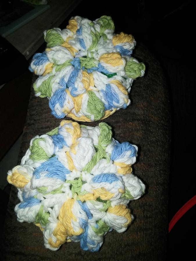 set of 2 scrubbies and a dishcloth