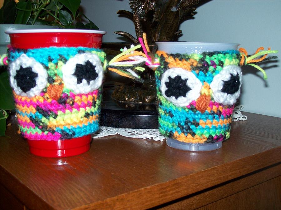 Owl cup cozies & Mustache Cozies