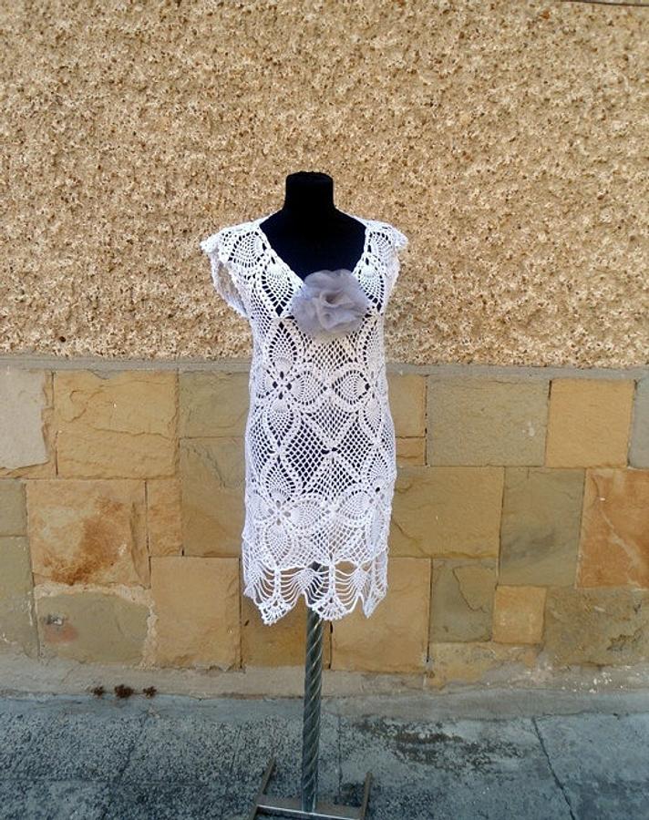 Crochet Beach Dress, White Handmade Dress, Summer Beach Dress, Crochet Resort Dress, Sexy Lace Dress