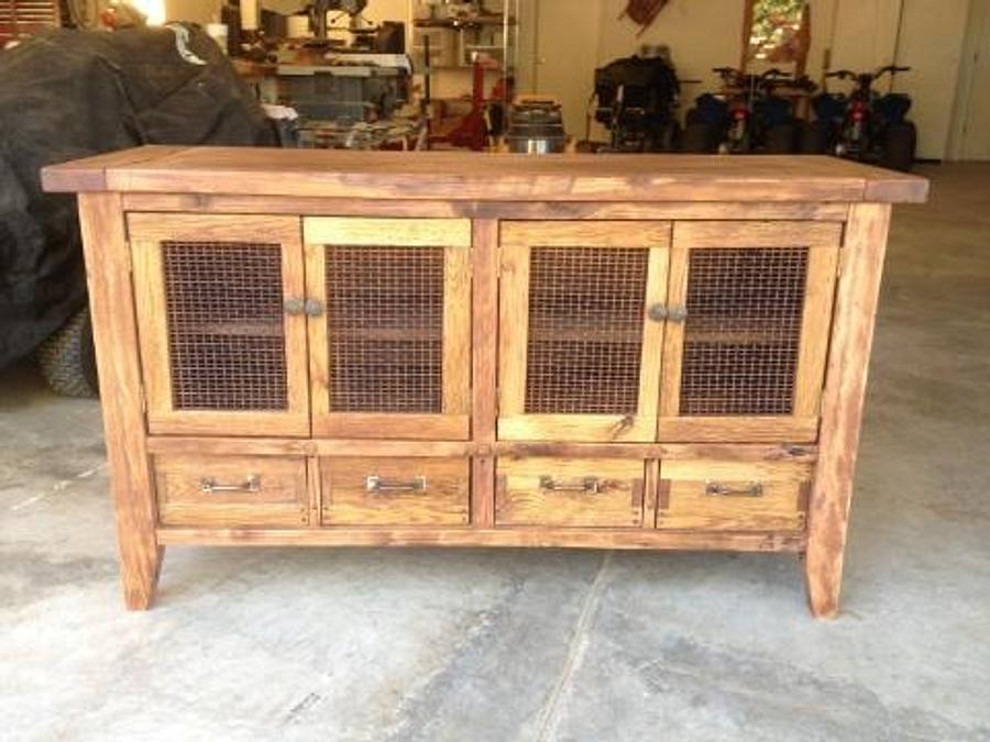 salvaged wood and hardware tv stand
