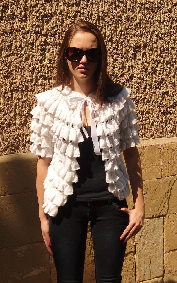 Knitted Cardigan, White Cardigan, Pure White Romantic Cardigan, Satin Ribbon,NEW DESIGN