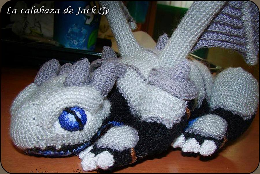 Black crochet dragon with Armor 