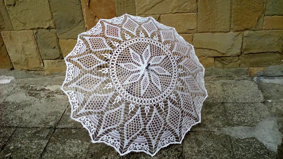 Lace Parasol, Crochet Wedding Umbrella, White Victorian Umbrella, Romantic Wedding